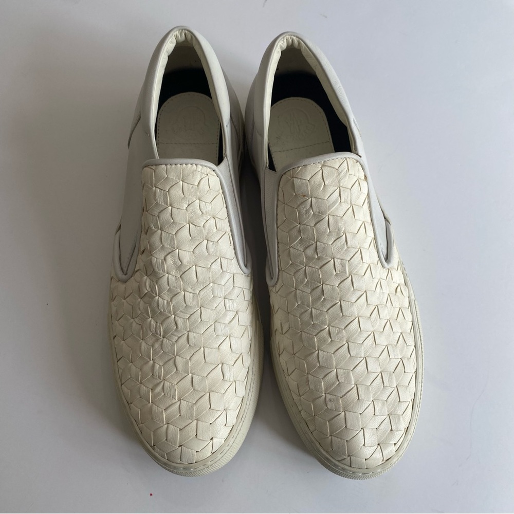 Moncler Oceane Scarpa Woven Slip On Sneakers White NEW 37